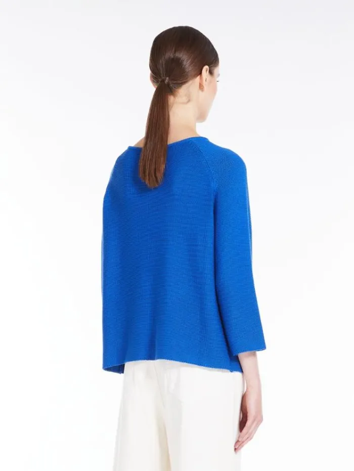 Woman Roundneck Cotton Top Cornflower Blue Maxmara Knitwear And Sweatshirts Woman Roundneck Cotton Top Cornflower Blue Maxmara Knitwear And Sweatshirts