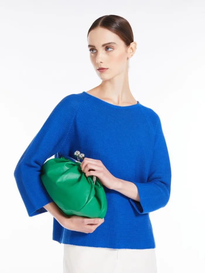 Woman Roundneck Cotton Top Cornflower Blue Maxmara Knitwear And Sweatshirts Woman Roundneck Cotton Top Cornflower Blue Maxmara Knitwear And Sweatshirts
