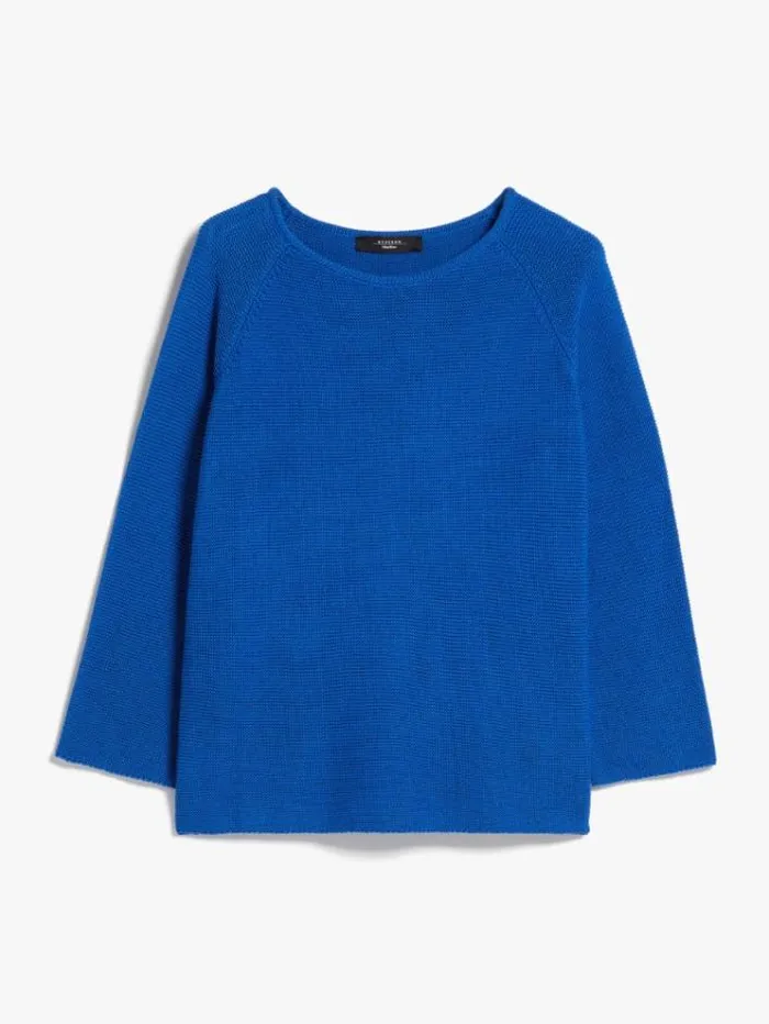 Woman Roundneck Cotton Top Cornflower Blue Maxmara Knitwear And Sweatshirts Woman Roundneck Cotton Top Cornflower Blue Maxmara Knitwear And Sweatshirts