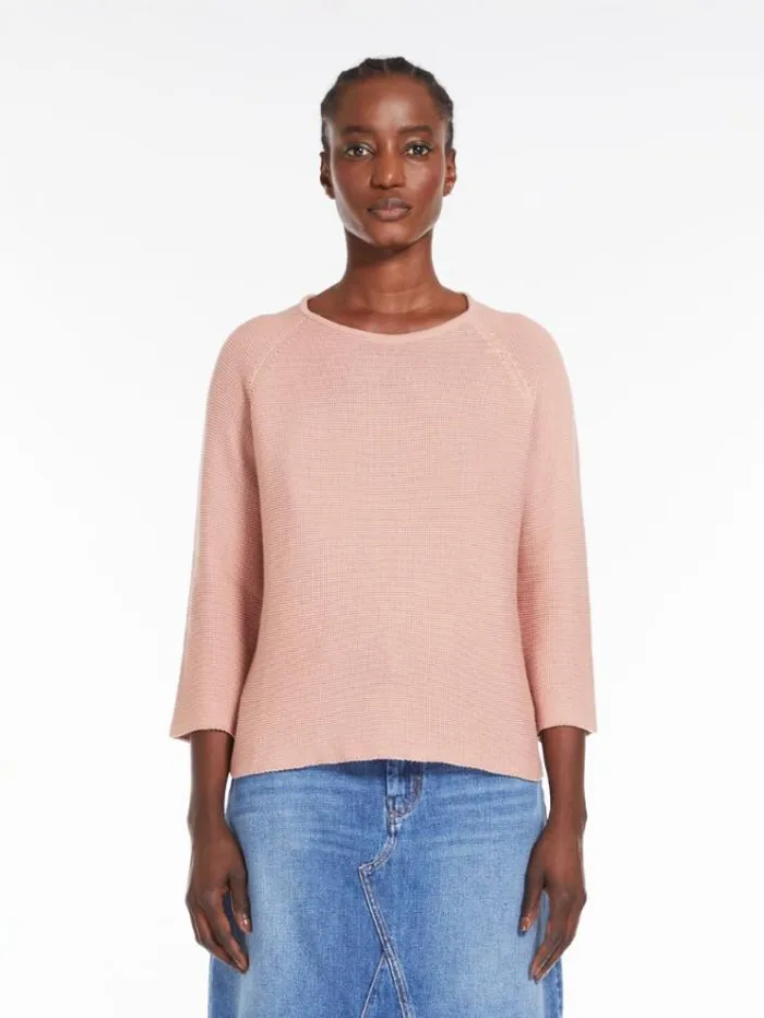 Woman Roundneck Cotton Top Peach Maxmara Knitwear And Sweatshirts