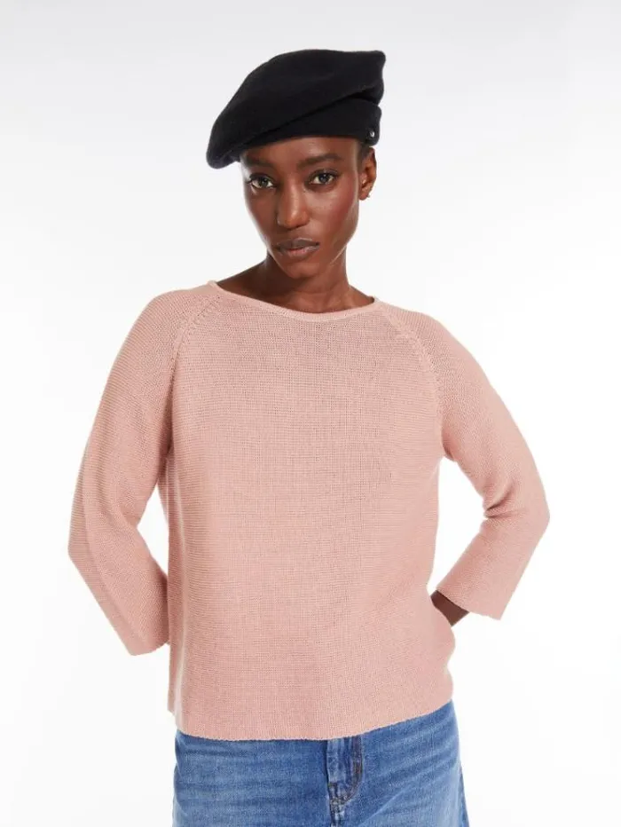 Woman Roundneck Cotton Top Peach Maxmara Knitwear And Sweatshirts Woman Roundneck Cotton Top Peach Maxmara Knitwear And Sweatshirts