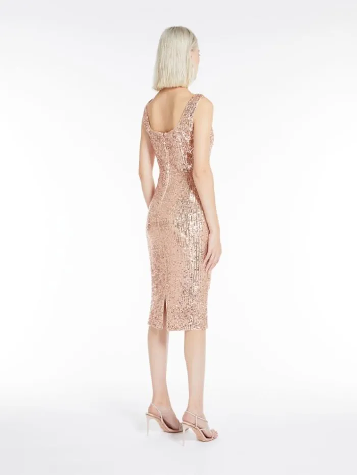 Woman Sequinned Sheath Dress Powder Maxmara Dresses Woman Sequinned Sheath Dress Powder Maxmara Dresses