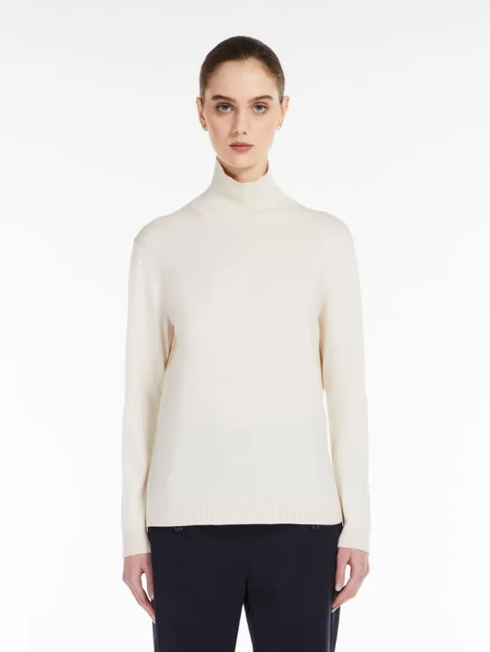 Woman Silk And Wool Yarn Sweater Ivory Maxmara Knitwear And Sweatshirts