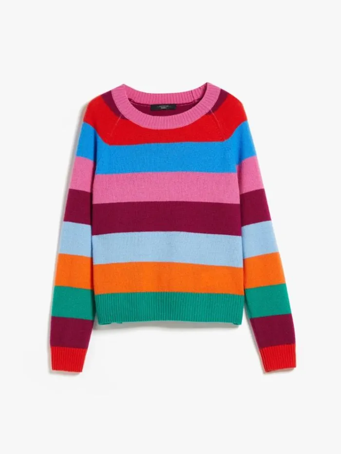 Woman Striped Cashmere Knit Tangerine Maxmara Knitwear And Sweatshirts Woman Striped Cashmere Knit Tangerine Maxmara Knitwear And Sweatshirts