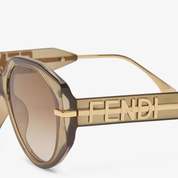 Woman Transparent Khaki Acetate Sunglasses Green Fendi Sunglasses