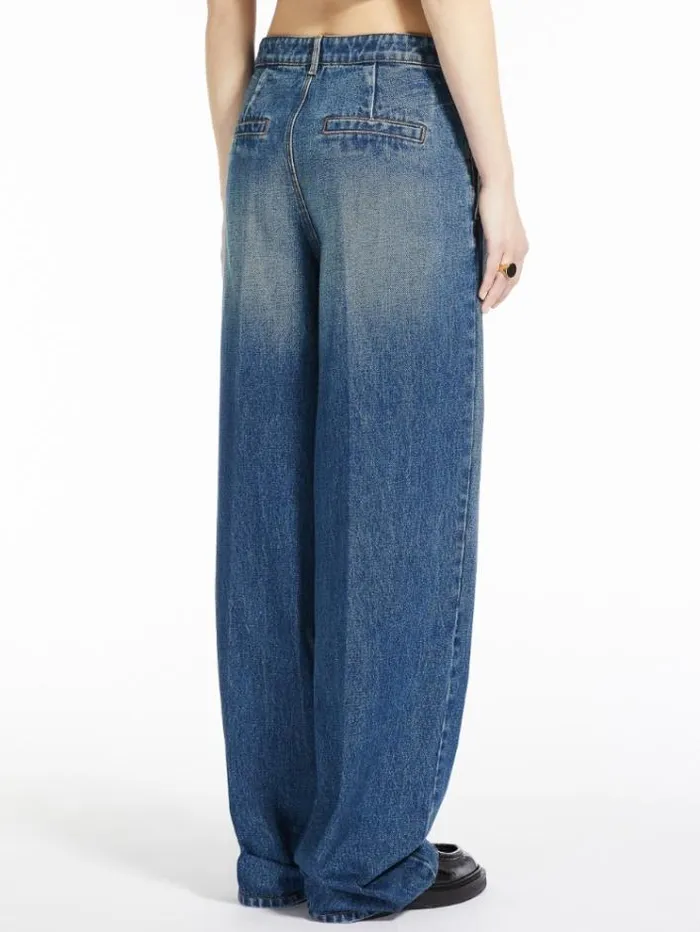 Woman Widefit Jeans Cornflower Blue Maxmara Trousers Woman Widefit Jeans Cornflower Blue Maxmara Trousers