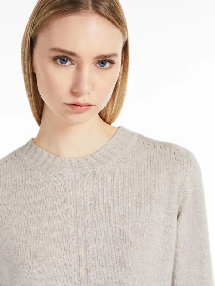 Woman Wool And Cashmere Crewneck Jumper Beige Maxmara Knitwear And Sweatshirts Woman Wool And Cashmere Crewneck Jumper Beige Maxmara Knitwear And Sweatshirts
