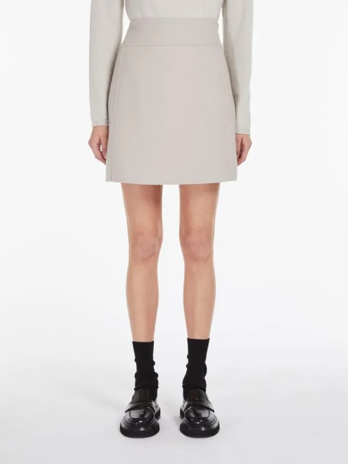 Woman Wool Bodycon Skirt Ecru Maxmara Skirts