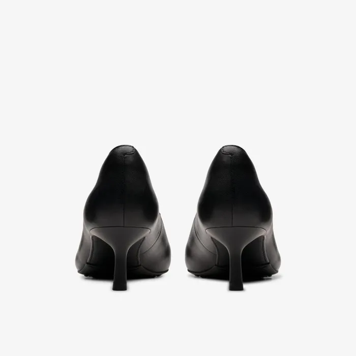 Women Adela Court Black Leather Clarks Heels and Pumps