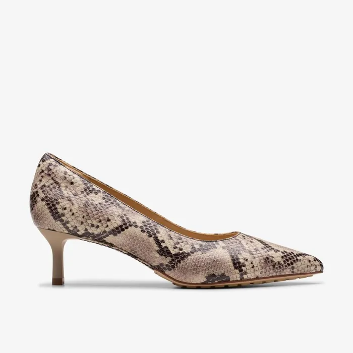 Women Adela Court Grey Snake Leather Clarks Heels and Pumps