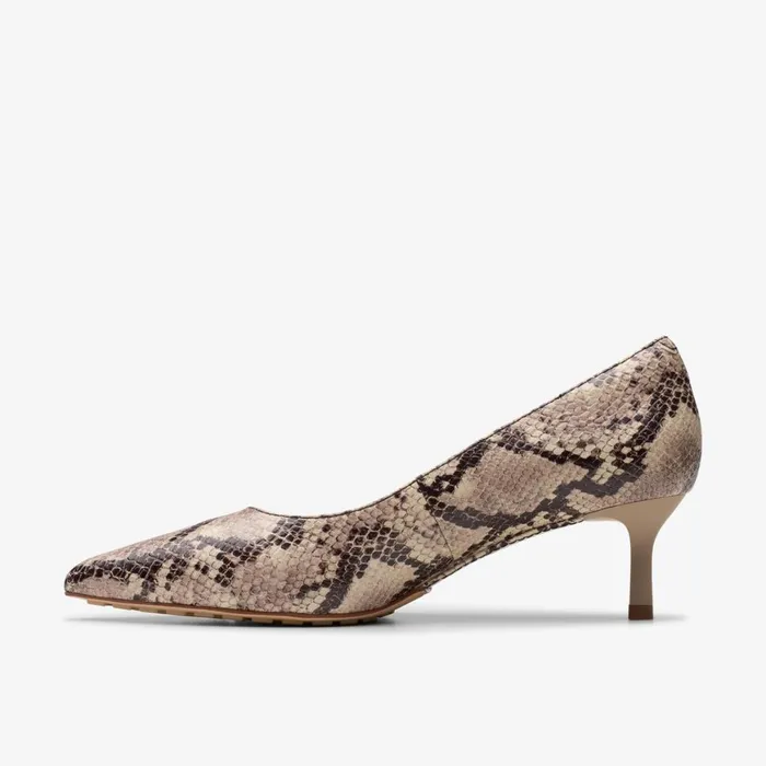 Women Adela Court Grey Snake Leather Clarks Heels and Pumps
