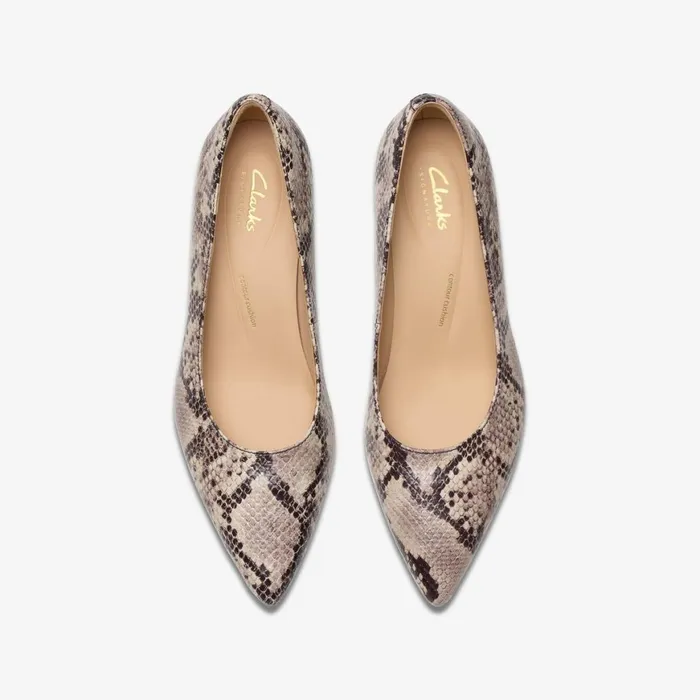 Women Adela Court Grey Snake Leather Clarks Heels and Pumps
