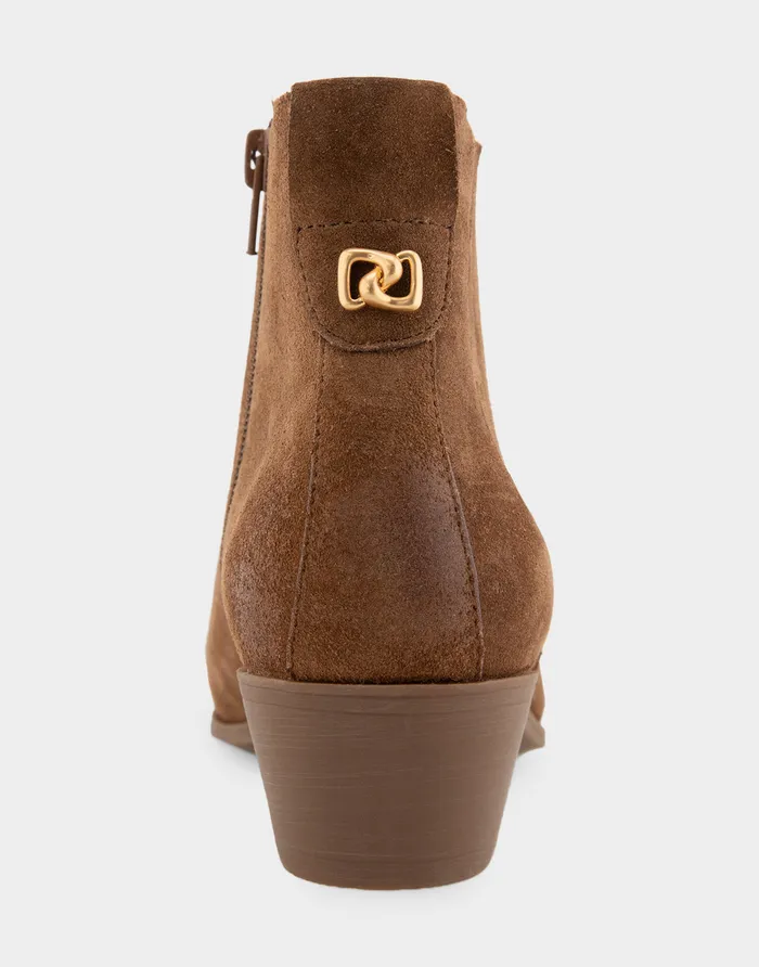 Women Aerosoles Ankle Boots Comfortable Covered Gore Western Ankle Bootie In Tobacco Suede