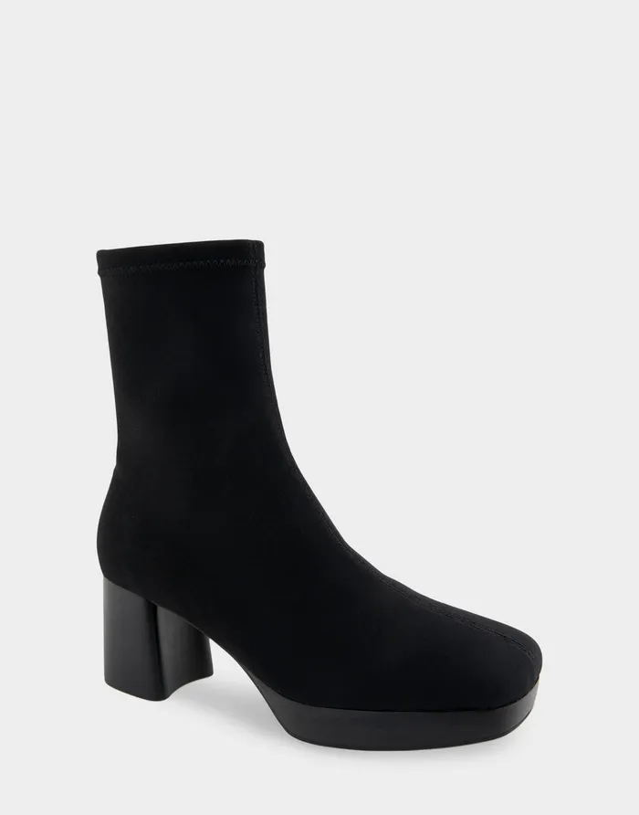 Women Aerosoles Ankle Boots Comfortable Platform Boot In Black Stretch Gabardine Fabric Fabric Women Aerosoles Ankle Boots Comfortable Platform Boot In Black Stretch Gabardine Fabric Fabric