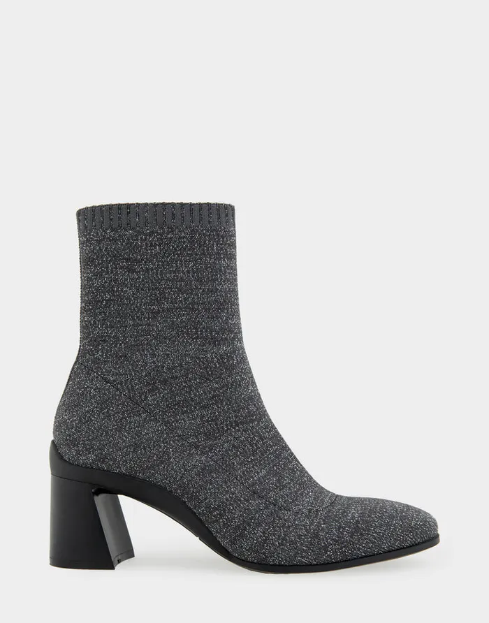 Women Aerosoles Ankle Boots Comfortable Stretch Knit Sculpted Heel Bootie In Gunmetal Knit Stretch Fly Knit Fabric