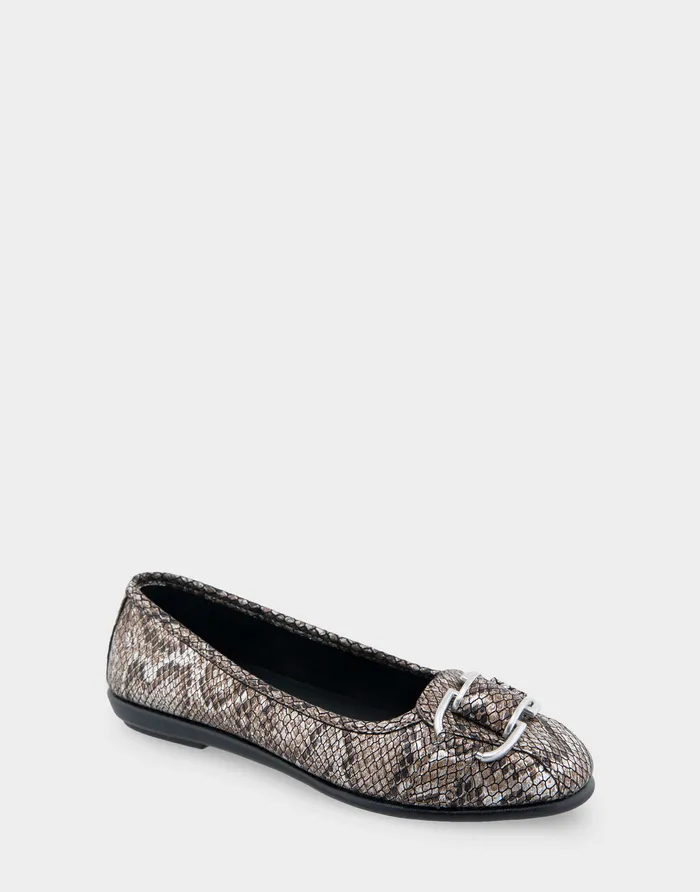 Women Aerosoles Ballet Comfortable Ornamented Flat In Antique Bronze Snake Print Faux Leather Snake Faux Leather Women Aerosoles Ballet Comfortable Ornamented Flat In Antique Bronze Snake Print Faux Leather Snake Faux Leather