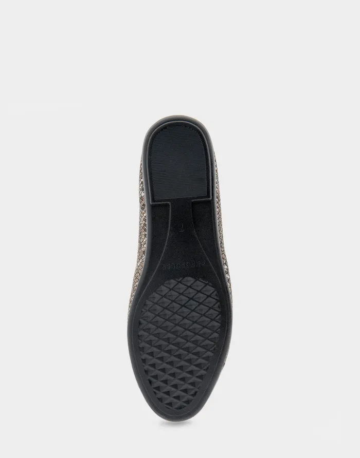 Women Aerosoles Ballet Comfortable Ornamented Flat In Antique Bronze Snake Print Faux Leather Snake Faux Leather