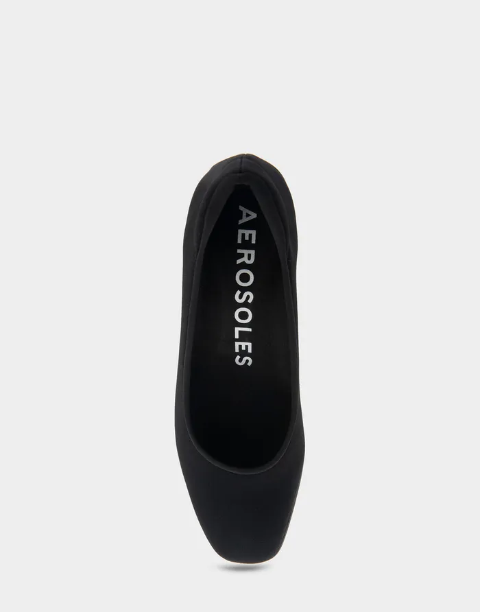 Women Aerosoles Clogs and Mules Comfortable Mid Heel Pump In Black Stretch Fabric Stretch Fabric