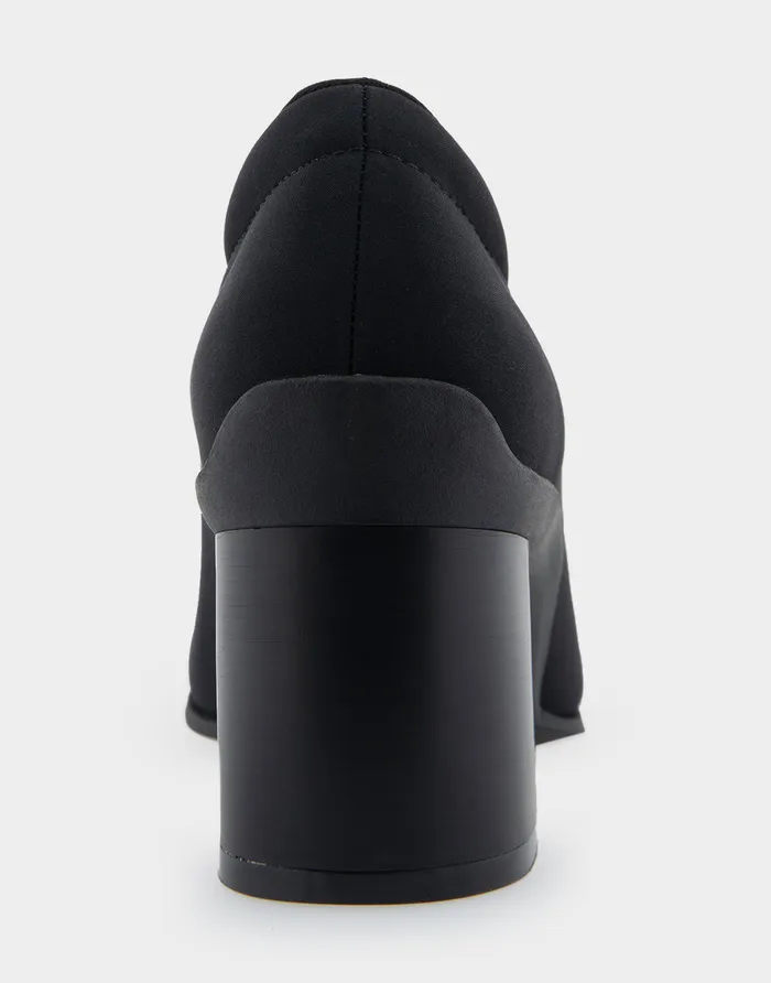 Women Aerosoles Clogs and Mules Comfortable Mid Heel Pump In Black Stretch Fabric Stretch Fabric