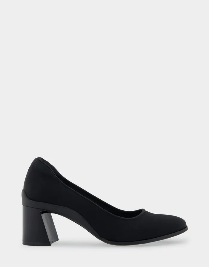 Women Aerosoles Clogs and Mules Comfortable Mid Heel Pump In Black Stretch Fabric Stretch Fabric