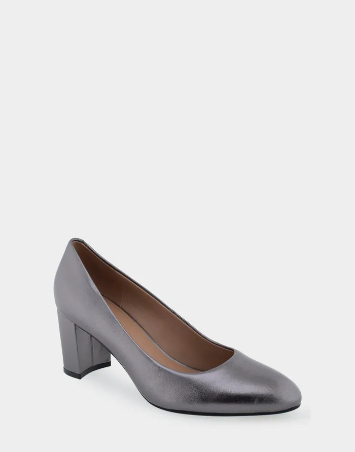 Women Aerosoles Clogs and Mules Comfortable Mid Heel Pump In Gunmetal Genuine Leather