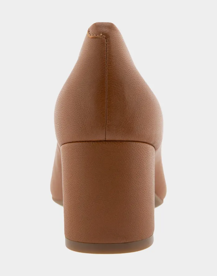 Women Aerosoles Clogs and Mules Comfortable Mid Heel Pump In Tan Genuine Leather