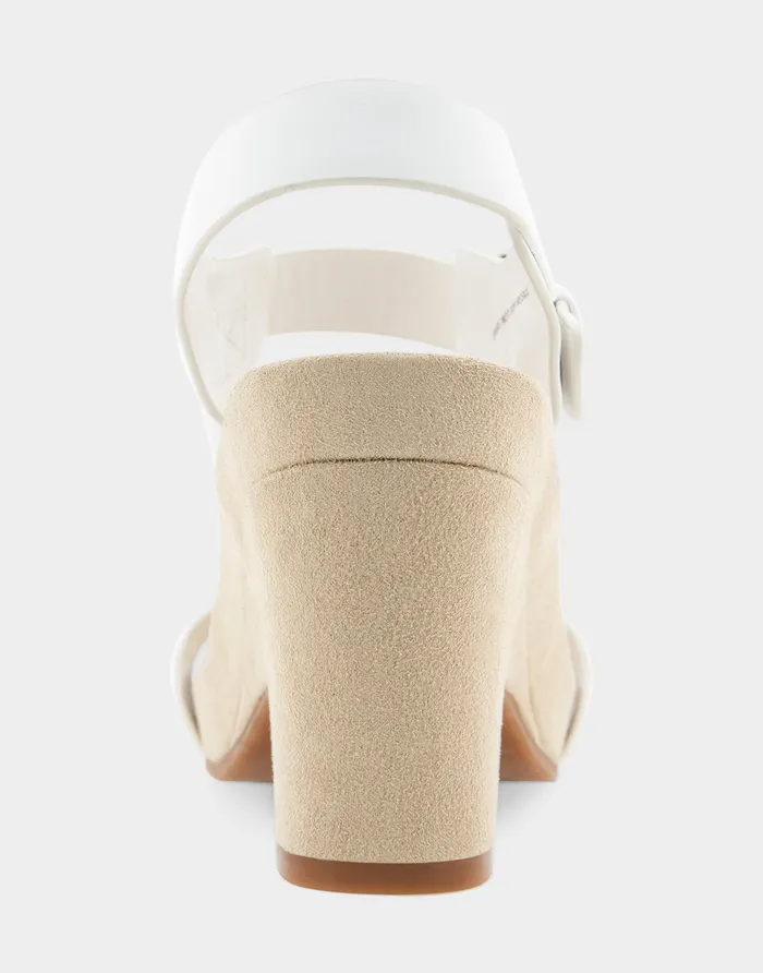 Women Aerosoles Dress Comfortable Buckled Footbed Wedge Sandal In White Leather