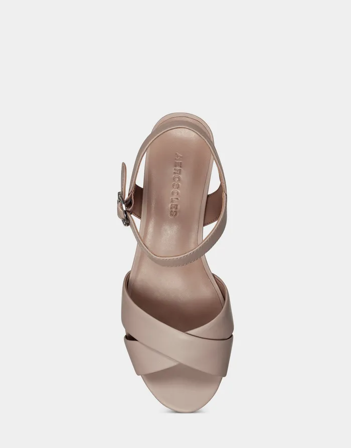 Women Aerosoles Dress Comfortable Sandal In Nude Genuine Leather