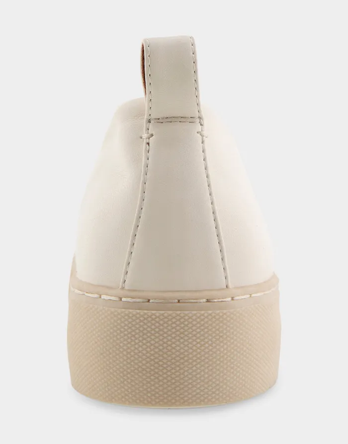 Women Aerosoles Flatforms Comfortable Strech Hidden Wedge Slip On Flatform Sneaker In Eggnog Stretch Faux Leather