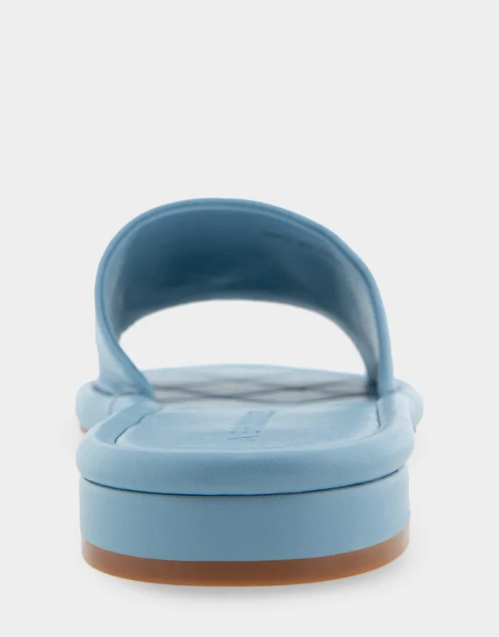 Women Aerosoles Flats Comfortable Debossed Chain Link Slide Sandal In Dusty Blue Leather