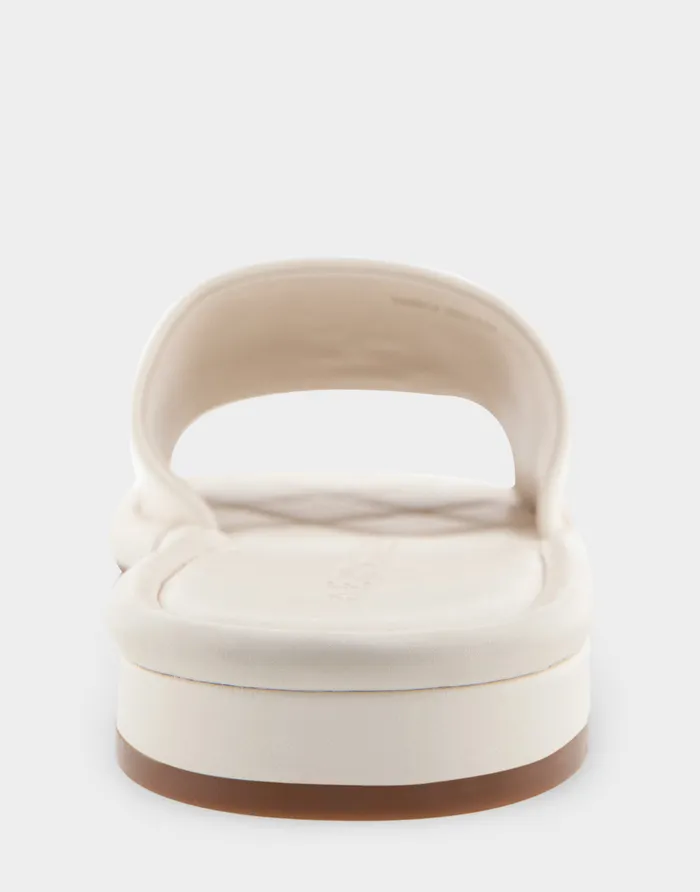 Women Aerosoles Flats Comfortable Debossed Chain Link Slide Sandal In Eggnog Leather