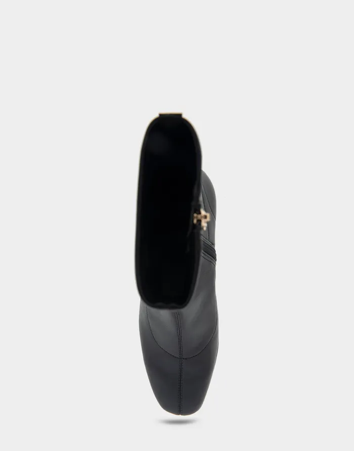 Women Aerosoles Heeled Boots Comfortable Heeled Ankle Boot In Black Stretch Faux Leather