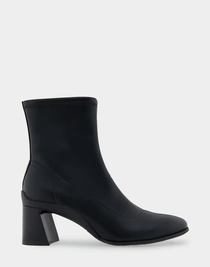 Women Aerosoles Heeled Boots Comfortable Heeled Ankle Boot In Black Stretch Faux Leather