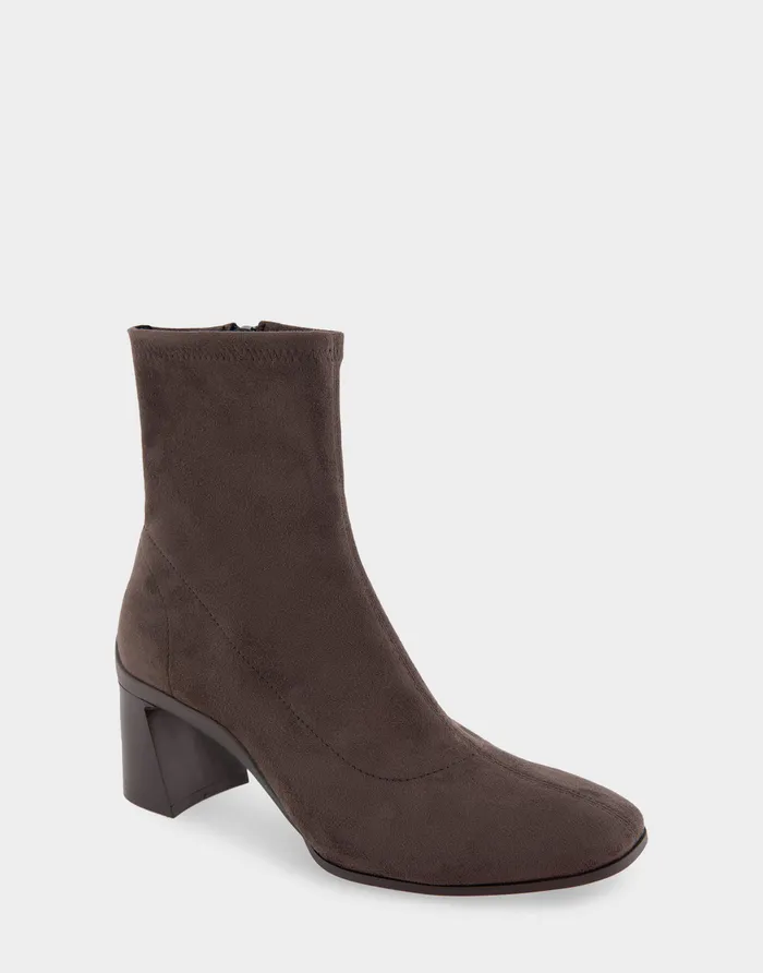 Women Aerosoles Heeled Boots Comfortable Heeled Ankle Boot In Java Stretch Faux Suede