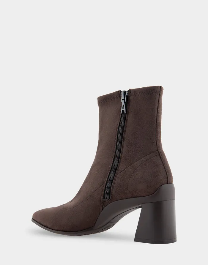 Women Aerosoles Heeled Boots Comfortable Heeled Ankle Boot In Java Stretch Faux Suede