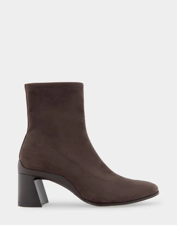 Women Aerosoles Heeled Boots Comfortable Heeled Ankle Boot In Java Stretch Faux Suede