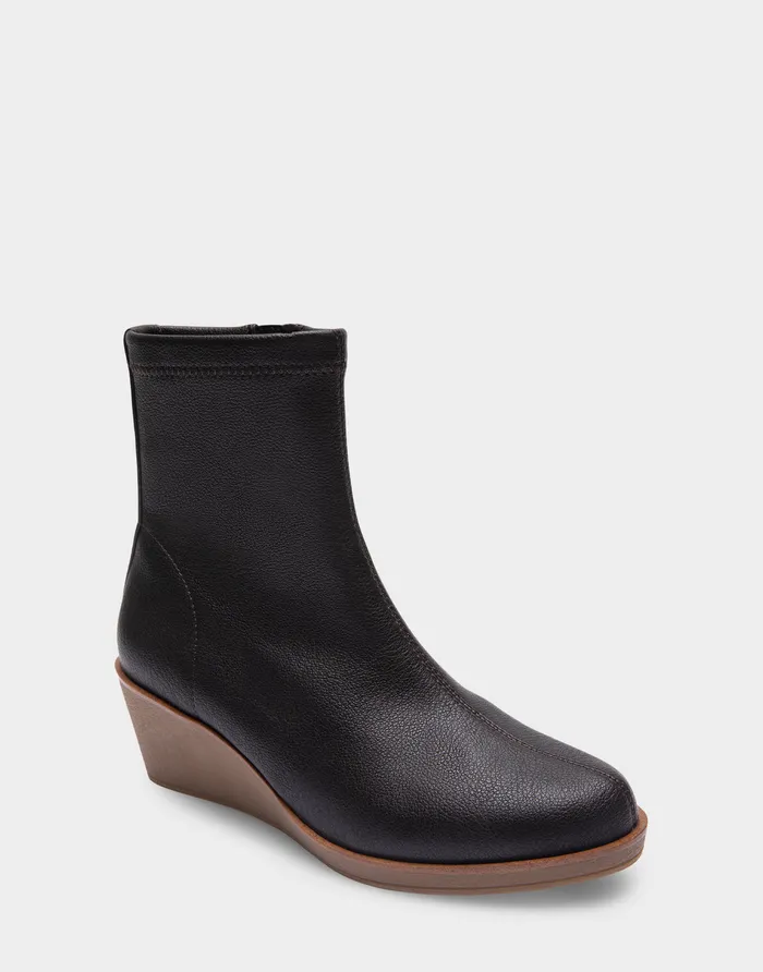 Women Aerosoles Heeled Boots Comfortable Stretch Ankle Crepe Textured Wedge Bootie In Java Stretch Pebbled Faux Leather Faux Leather Women Aerosoles Heeled Boots Comfortable Stretch Ankle Crepe Textured Wedge Bootie In Java Stretch Pebbled Faux Leather Faux Leather