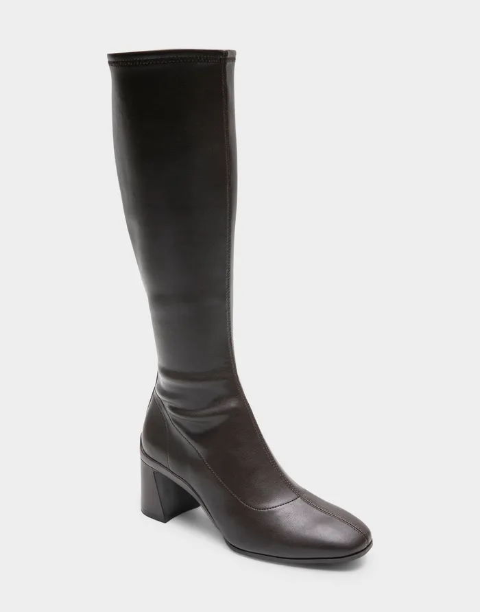 Women Aerosoles Heeled Boots Comfortable Stretch Knee High Sculpted Heel Boot In Java Stretch Faux Leather Faux Leather Women Aerosoles Heeled Boots Comfortable Stretch Knee High Sculpted Heel Boot In Java Stretch Faux Leather Faux Leather