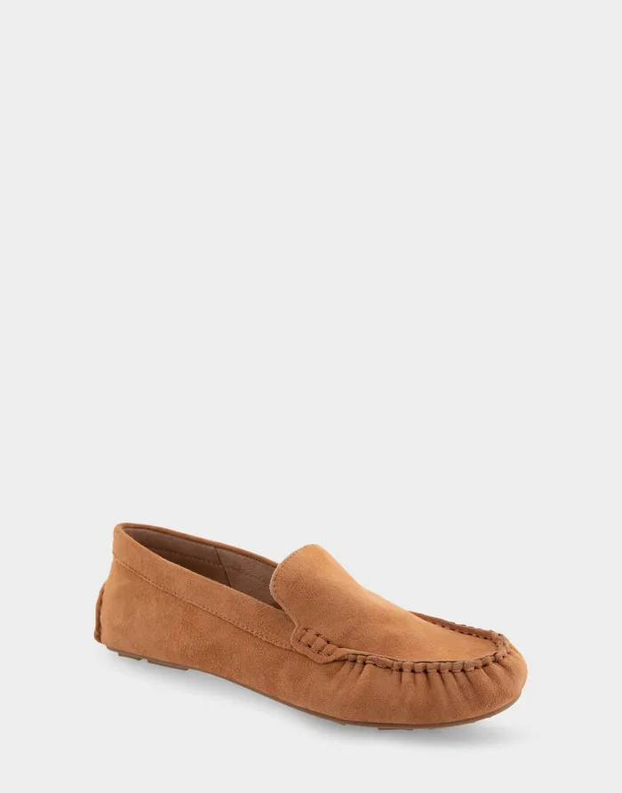Women Aerosoles Loafers Comfortable Driver In Tan Suede