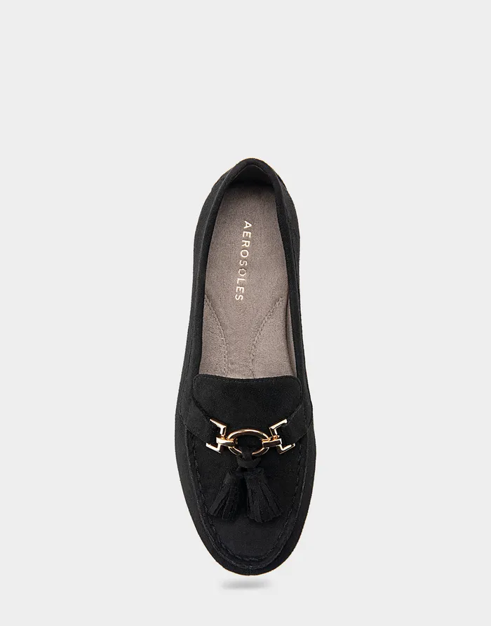 Women Aerosoles Loafers Comfortable Loafer In Black Faux Suede