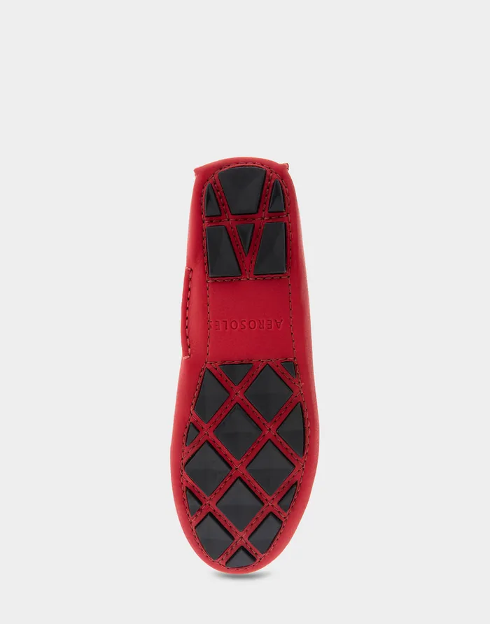 Women Aerosoles Loafers Comfortable Ornamented Driver In Red Genuine Leather