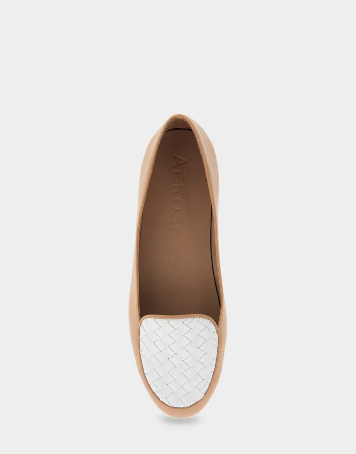 Women Aerosoles Loafers Comfortable Woven Plug Loafer In Doe Faux Leather