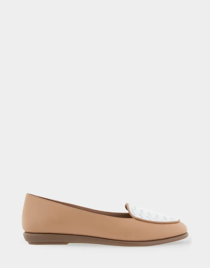 Women Aerosoles Loafers Comfortable Woven Plug Loafer In Doe Faux Leather