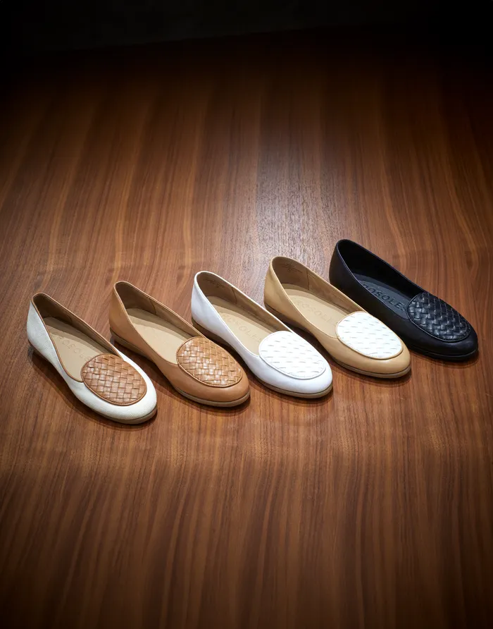 Women Aerosoles Loafers Comfortable Woven Plug Loafer In Doe Faux Leather