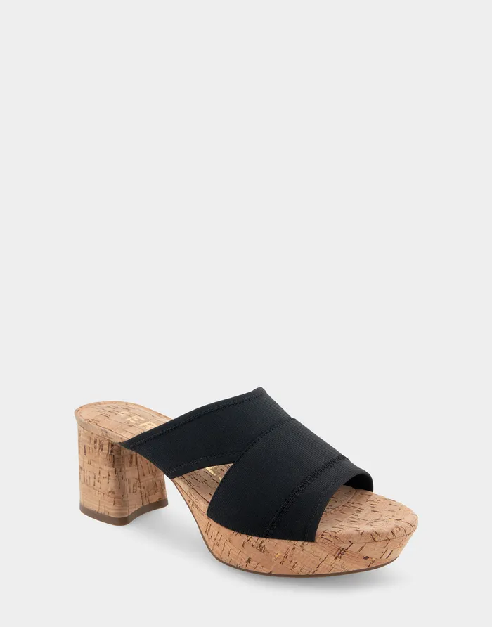 Women Aerosoles Platforms Comfortable Elastic Slide Platform Sandal In Black Elastic Combo Elastic Fabric Women Aerosoles Platforms Comfortable Elastic Slide Platform Sandal In Black Elastic Combo Elastic Fabric