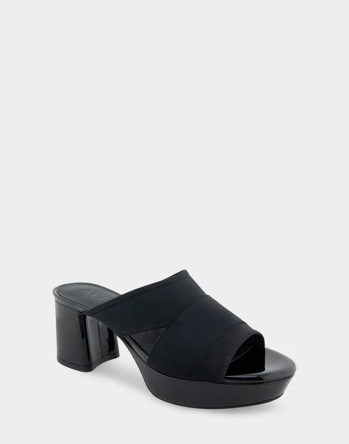Women Aerosoles Platforms Comfortable Elastic Slide Platform Sandal In Black Elastic Elastic Fabric Women Aerosoles Platforms Comfortable Elastic Slide Platform Sandal In Black Elastic Elastic Fabric