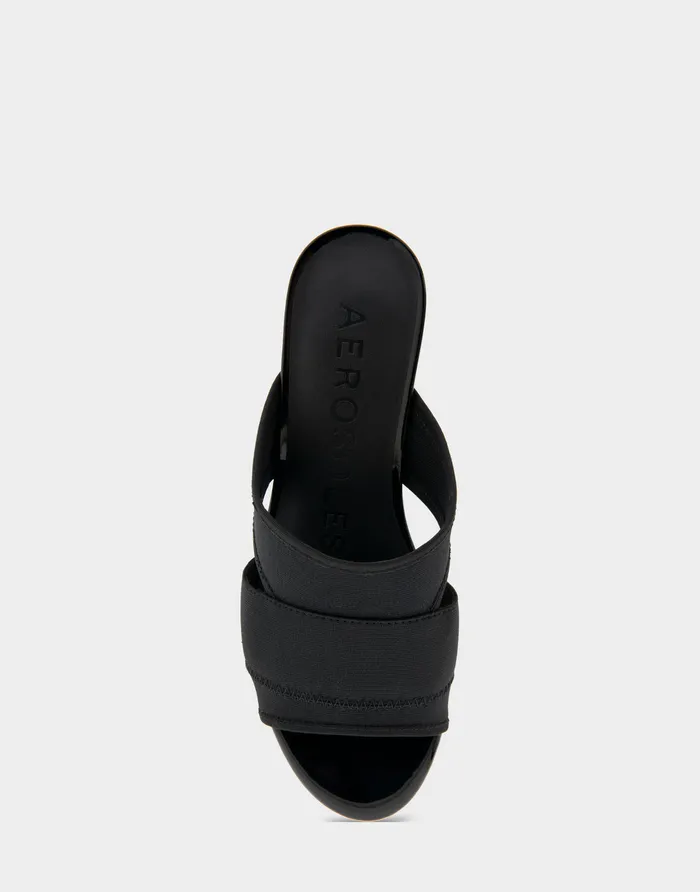 Women Aerosoles Platforms Comfortable Elastic Slide Platform Sandal In Black Elastic Elastic Fabric