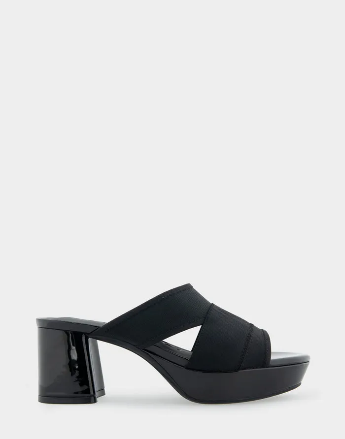 Women Aerosoles Platforms Comfortable Elastic Slide Platform Sandal In Black Elastic Elastic Fabric