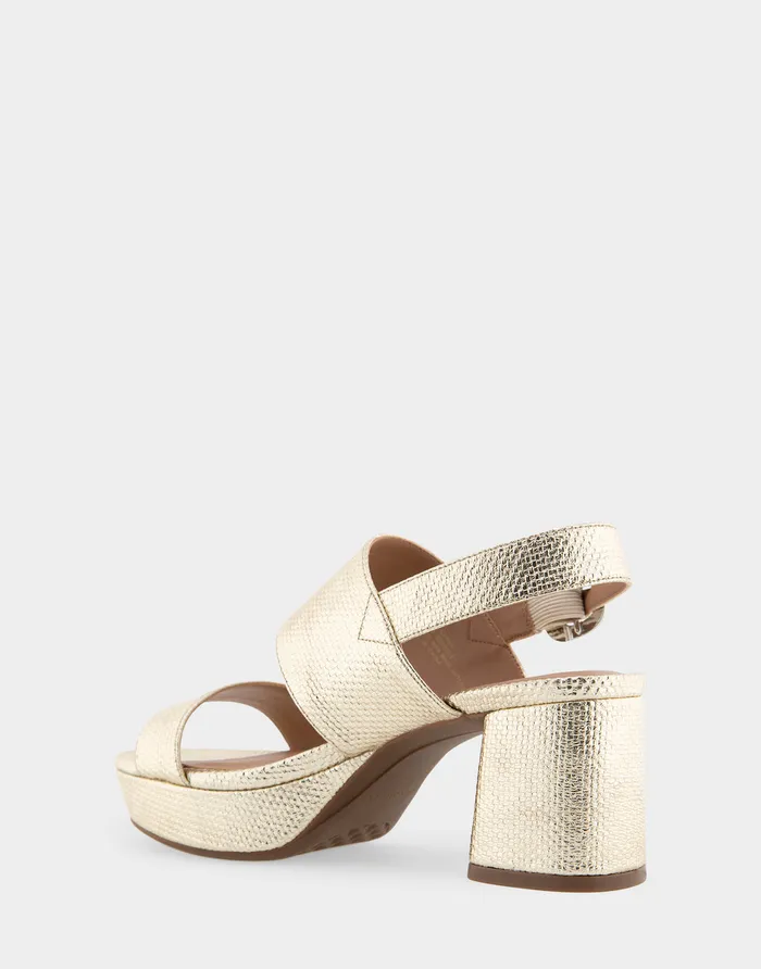 Women Aerosoles Platforms Comfortable Platform Sandal In Soft Gold Canvas Faux Leather Canvas Fabric