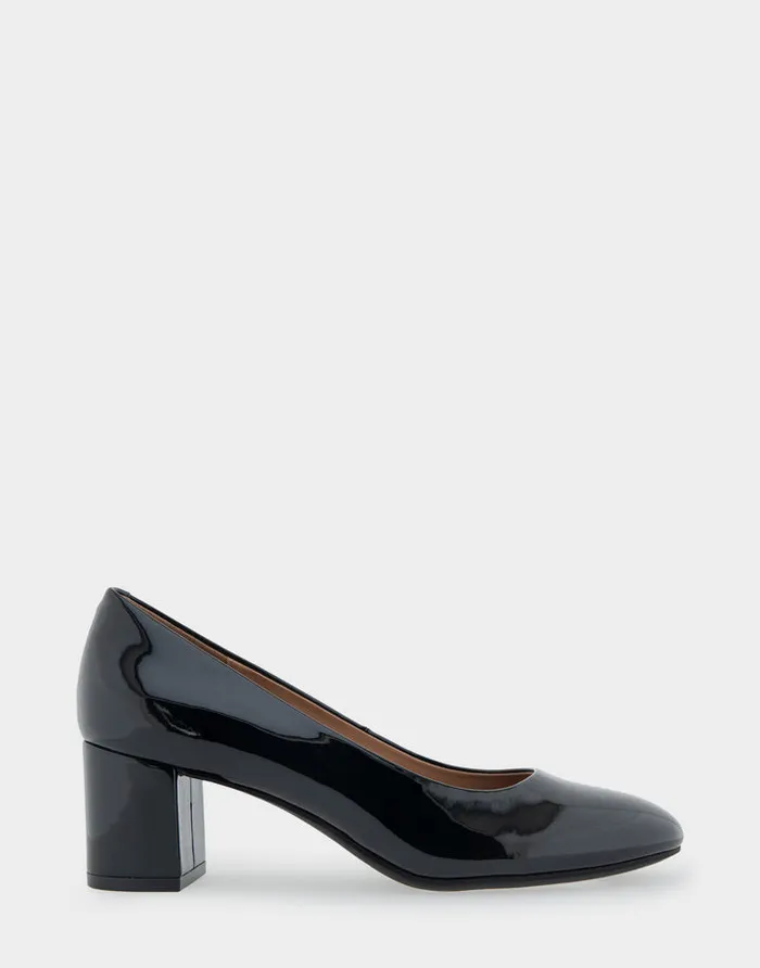 Women Aerosoles Pumps Comfortable Mid Heel Pump In Black Patent Faux Leather